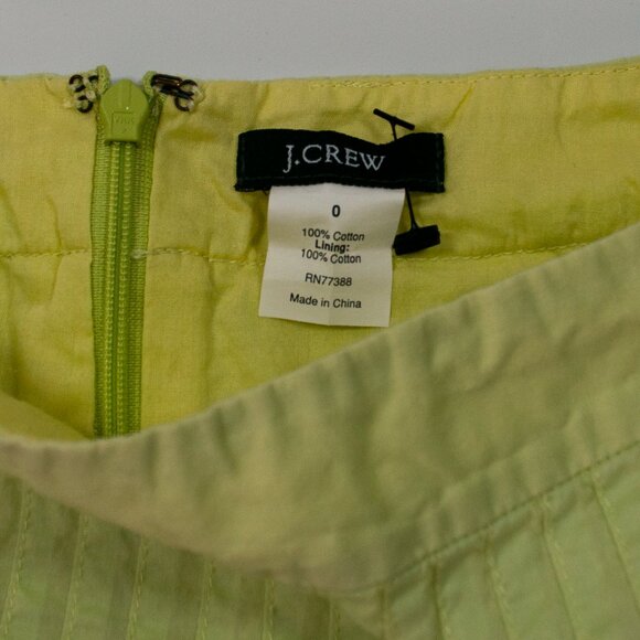 J Crew Pintuck Ribbon Trim Skirt Womens 0 Green A Line Y2K Cottage Core FF03X - Picture 3 of 5